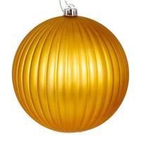 View 8" Gold Matte Lined Ball Ornament