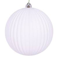 Vickerman 8" White Matte Lined Ball Ornament