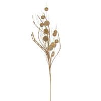 Vickerman 33" Artificial Gold Ball and Coin Glitter Twig Spray (6 Pack)