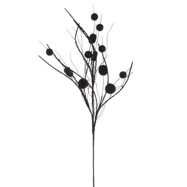 33" Artificial Black Ball and Coin Glitter Twig Spray (6 Pack)