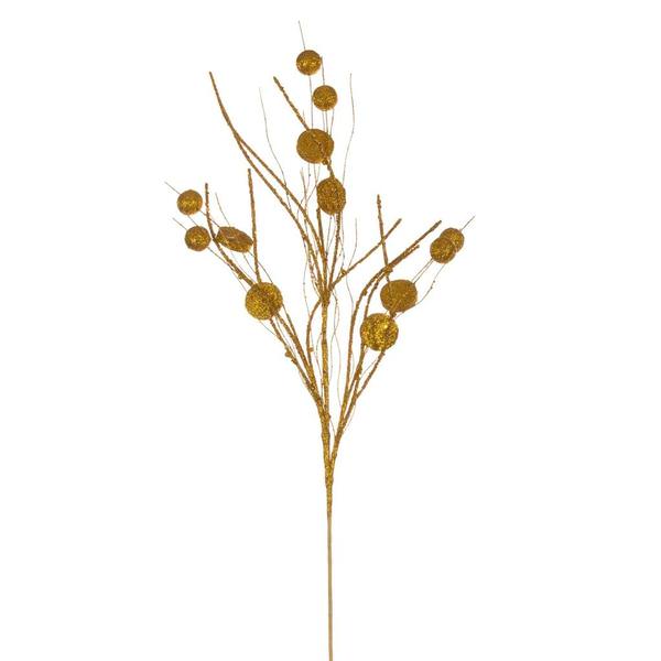 33" Artificial Anti Gold Ball and Coin Glitter Twig Spray (6 Pack)