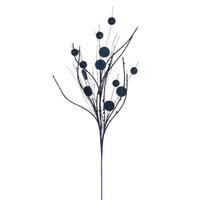 Vickerman 33" Artificial Midnight Blue Ball and Coin Twig Glitter Spray (6 Pack)