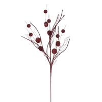 Vickerman 33" Artificial Burgundy Ball and Coin Glitter Twig Spray (6 Pack)