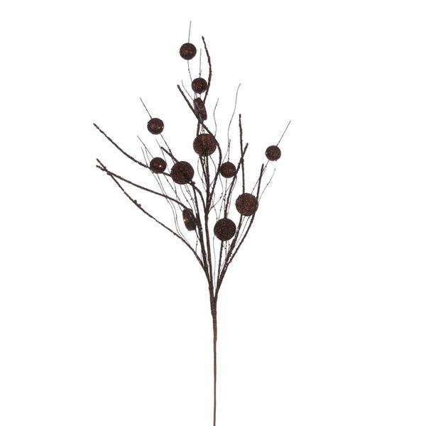 33" Artificial Chocolate Ball and Coin Glitter Twig Spray (6 Pack)