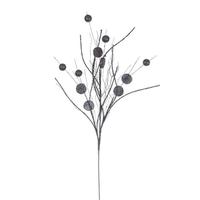 Vickerman 33" Artificial Pewter Ball and Coin Glitter Twig Spray (6 Pack)