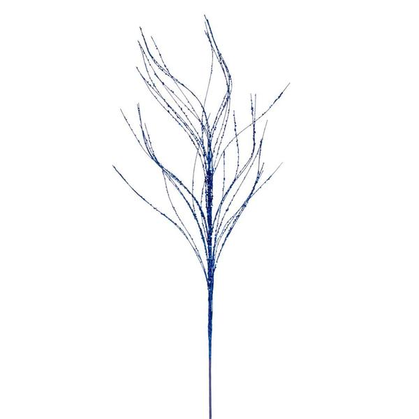 37" Artificial Blue Wavy Twig Glitter Spray (6 Pack)