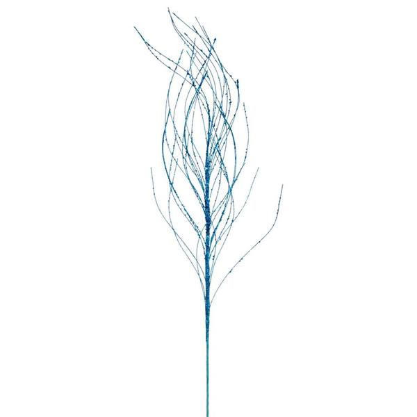 37" Artificial Turquoise Wavy Twig Glitter Spray (6 Pack)