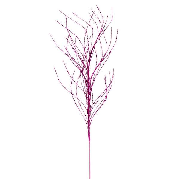 37" Artificial Hot Pink Wavy Twig Glitter Spray (6 Pack)