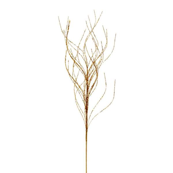 37" Artificial Antique Gold Wavy Twig Glitter Spray (6 Pack)