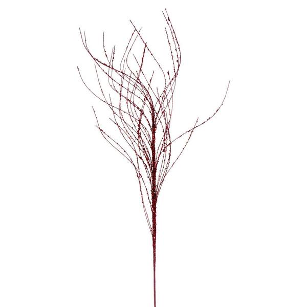 37" Artificial Burgundy Wavy Twig Glitter Spray (6 Pack)