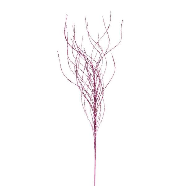 37" Artificial Pink Wavy Twig Glitter Spray (6 Pack)