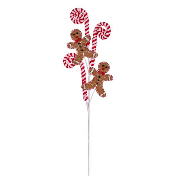 27" Artificial Gingerbread and Peppermint Swirl Glitter Spray (3 Pack)