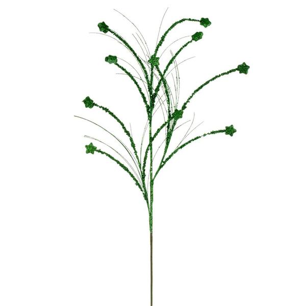 36" Artificial Green Mini Star Glitter Spray (6 Pack)
