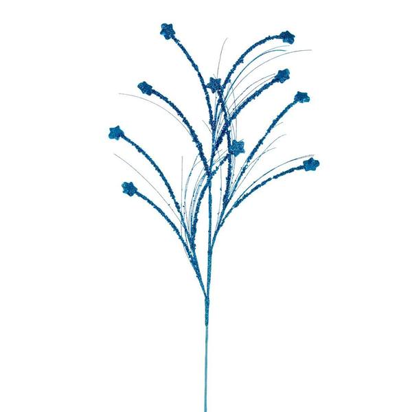 36" Artificial Turquoise Mini Star Glitter Spray (6 Pack)