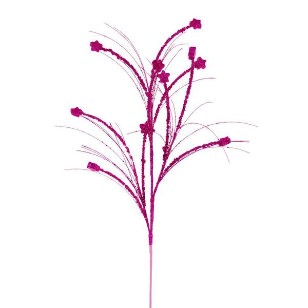 36" Artificial Hot Pink Mini Star Glitter Spray (6 Pack)