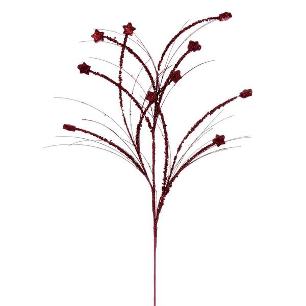 36" Artificial Burgundy Mini Star Glitter Spray (6 Pack)