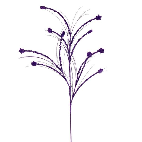 36" Artificial Purple Mini Star Glitter Spray (6 Pack)