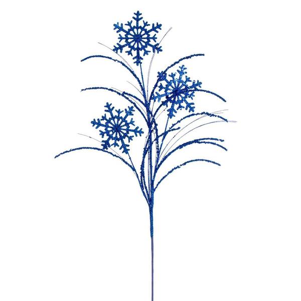 31" Artificial Blue Snowflake Glitter Spray (6 Pack)
