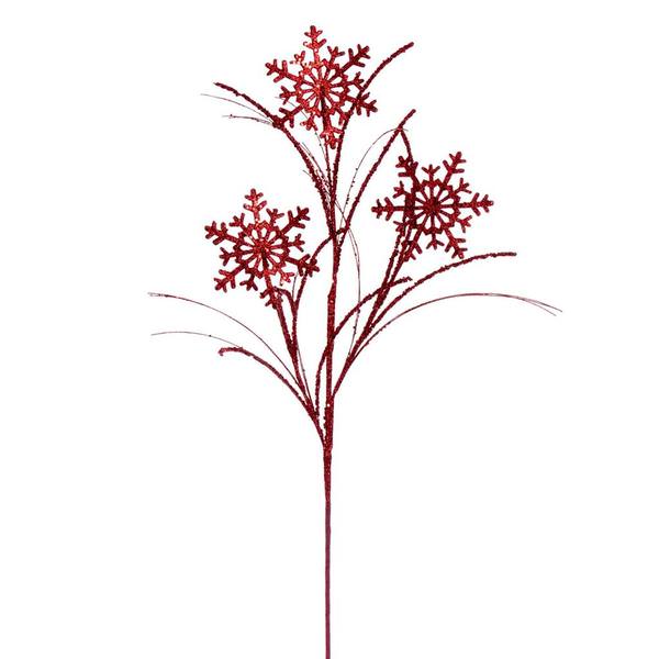 31" Artificial Red Snowflake Glitter Spray (6 Pack)