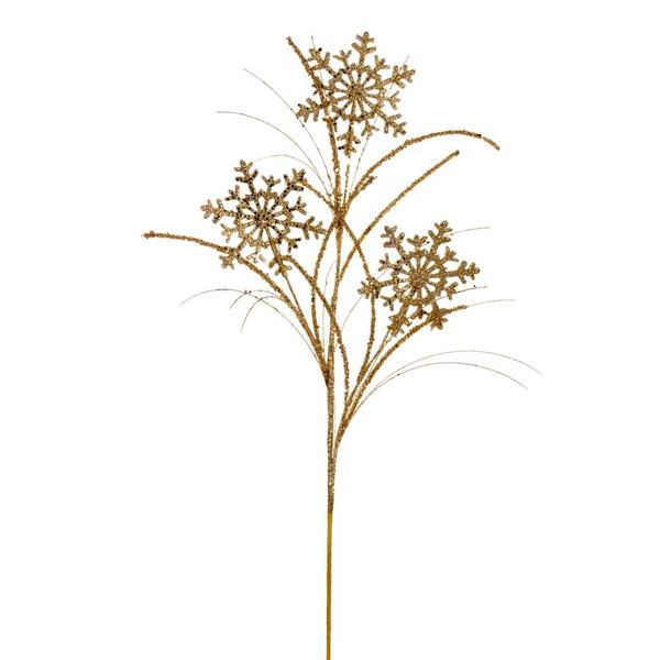 31" Artificial Gold Snowflake Glitter Spray (6 Pack)