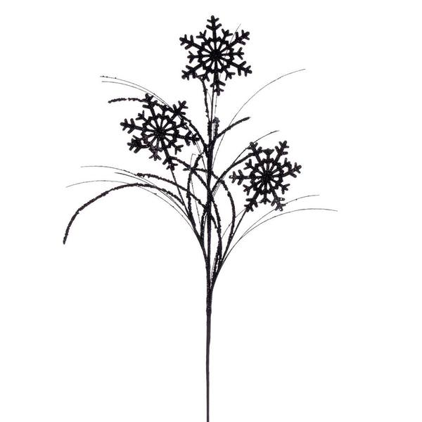 31" Artificial Black Snowflake Glitter Spray (6 Pack)