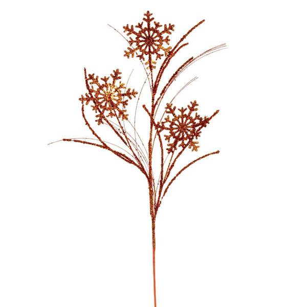 31" Artificial Burnished Orange Snowflake Glitter Spray (6 Pack)
