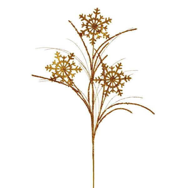 31" Artificial Antique Gold Snowflake Glitter Spray (6 Pack)