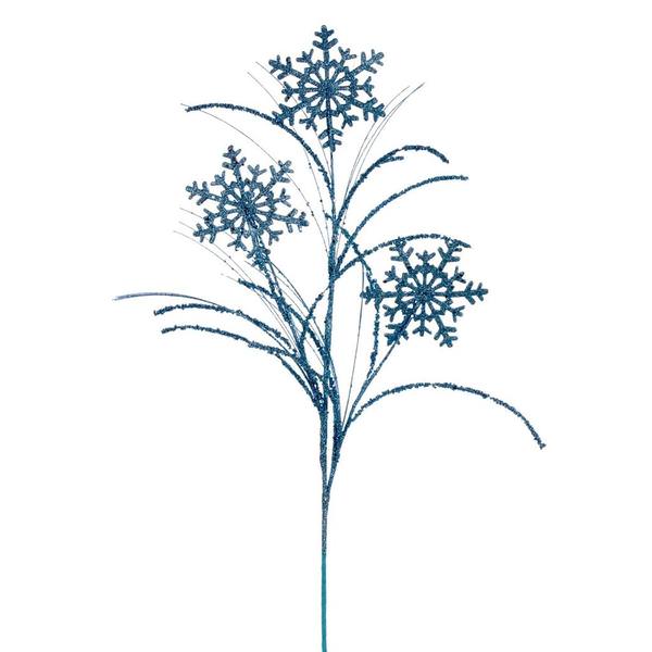 31" Artificial Baby Blue Snowflake Glitter Spray (6 Pack)