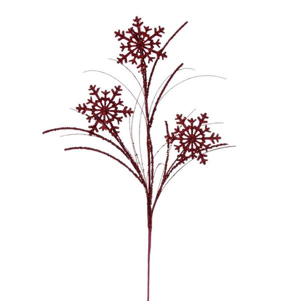 31" Artificial Burgundy Snowflake Glitter Spray (6 Pack)