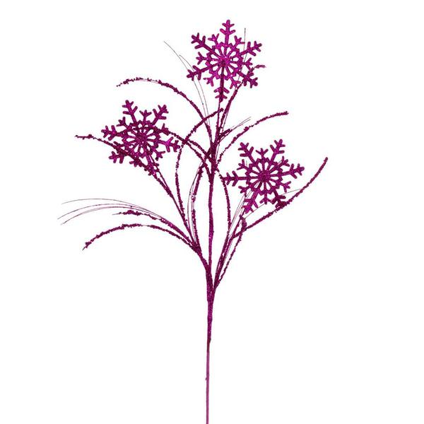 31" Artificial Fuchsia Snowflake Glitter Spray (6 Pack)