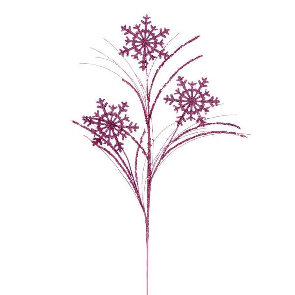 31" Artificial Pink Snowflake Glitter Spray (6 Pack)