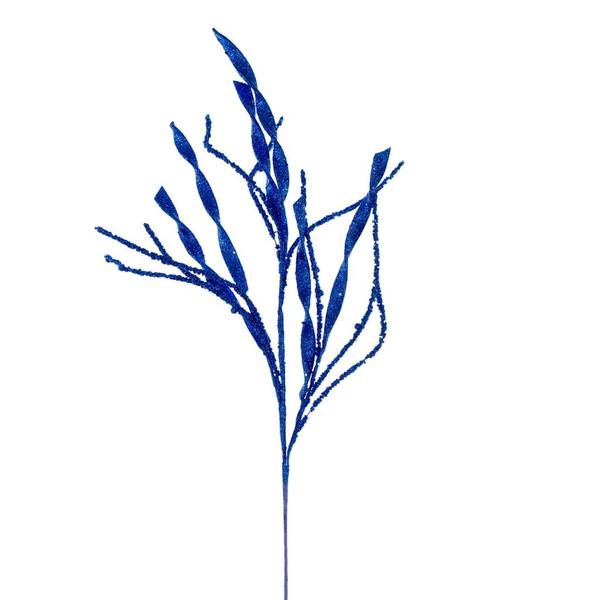 34" Artificial Blue Wavy and Spiral Glitter Spray (6 Pack)