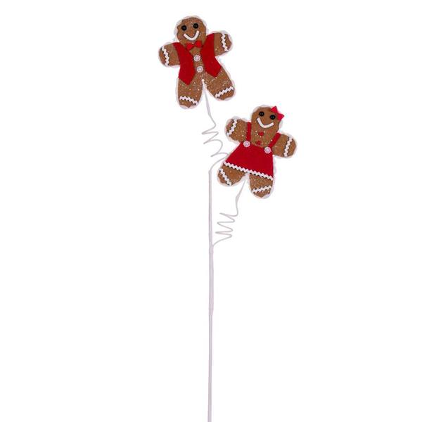 27" Artificial Mr and Mrs Gingerbread Spray (6 Pack)