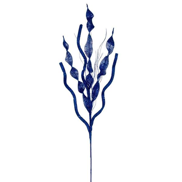 34" Artificial Blue Multi Spiral Glitter Spray (6 Pack)