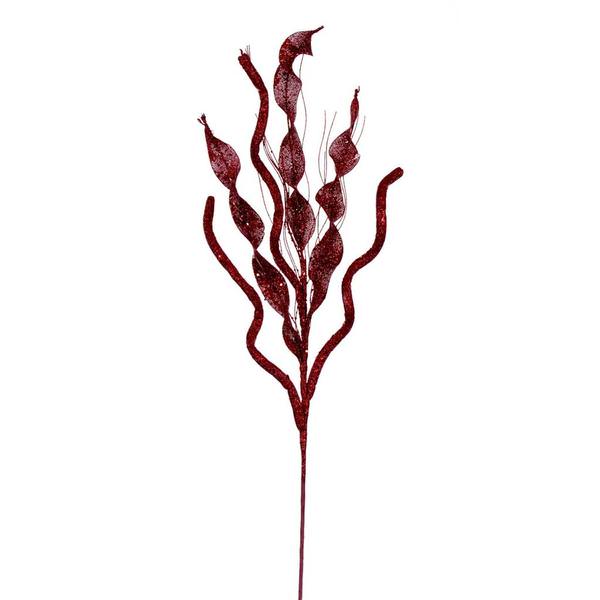 34" Artificial Red Multi Spiral Glitter Spray (6 Pack)