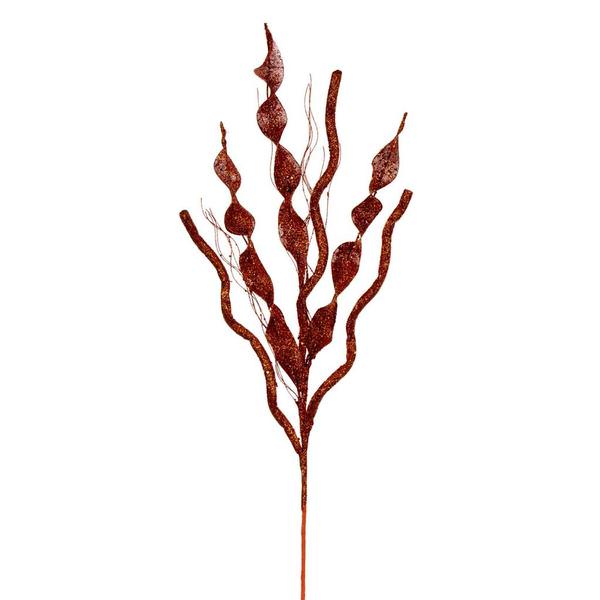 34" Artificial Burnished Orange Multi Spiral Glitter Spray (6 Pack)