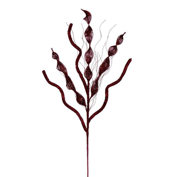 34" Artificial Burgundy Multi Spiral Glitter Spray (6 Pack)