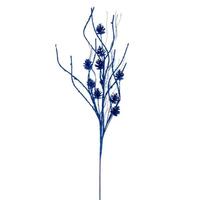 Vickerman 32" Artificial Blue Mini Pinecone Twig Glitter Spray (6 Pack)