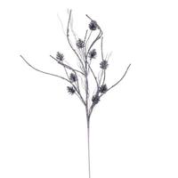 Vickerman 32" Artificial Silver Mini Pinecone Twig Glitter Spray (6 Pack)