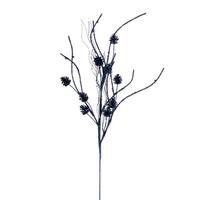 Vickerman 32" Artificial Midnight Blue Mini Pinecone Twig Glitter Spray (6 Pack)