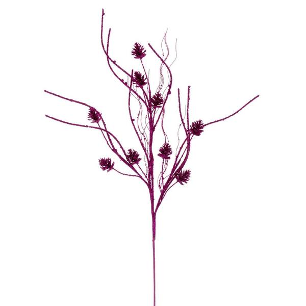 32" Artificial Fuchsia Mini Pinecone Twig Glitter Spray (6 Pack)