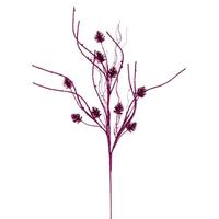 View 32" Artificial Fuchsia Mini Pinecone Twig Glitter Spray (6 Pack)