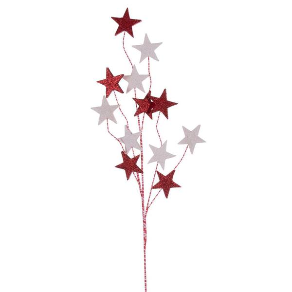 34" Red / White Star Glitter Spray (6 Pack)