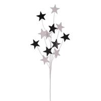 Vickerman 34" Black / White Star Glitter Spray (6 Pack)