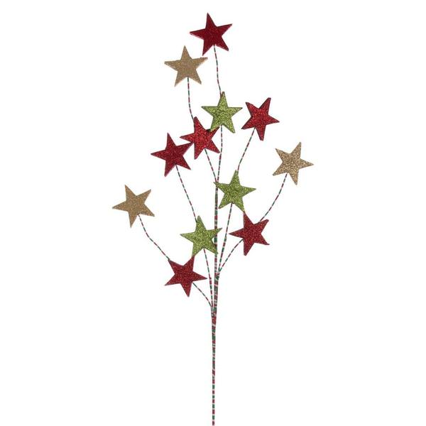 34" Red / Green / Gold Star Glitter Spray (6 Pack)