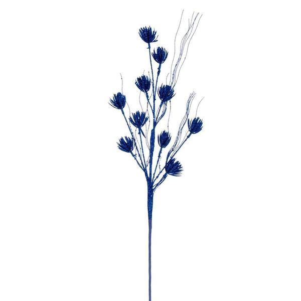 30" Artificial Blue Mini Flower Glitter Spray (6 Pack)