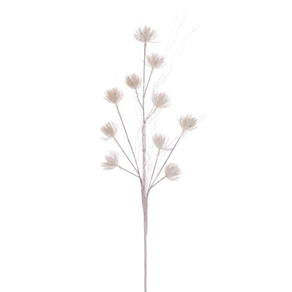 30" Artificial White Mini Flower Twig Glitter Spray (6 Pack)