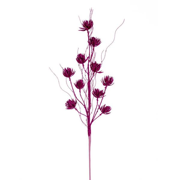 30" Artificial Hot Pink Mini Flower Glitter Spray (6 Pack)
