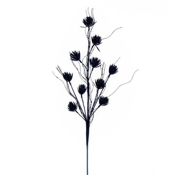30" Artificial Midnight Blue Mini Flower Glitter Spray (6 Pack)