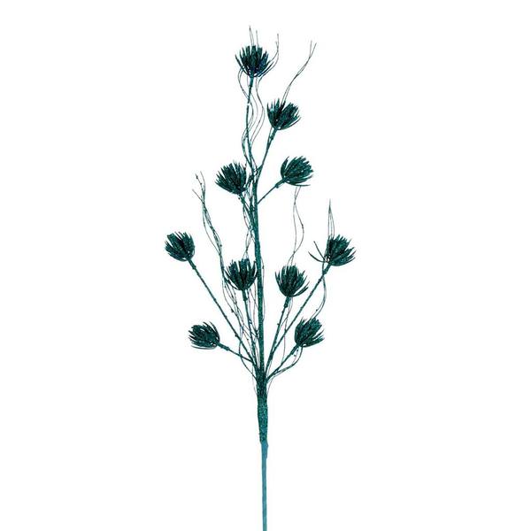 30" Artificial Teal Mini Flower Glitter Spray (6 Pack)
